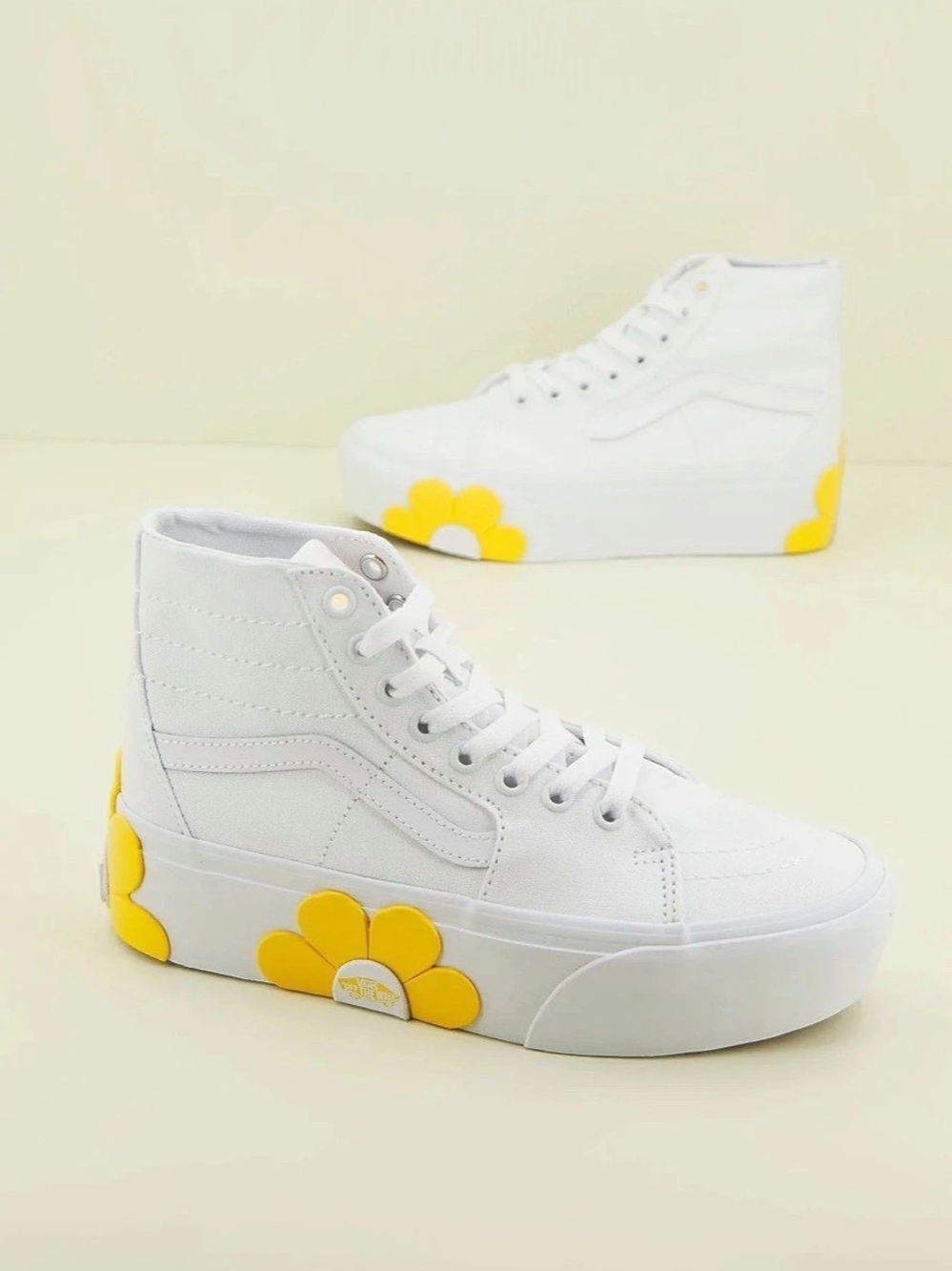 Vans SK8-Hi Tapered Stackform White Yellow Flower Sneakers
